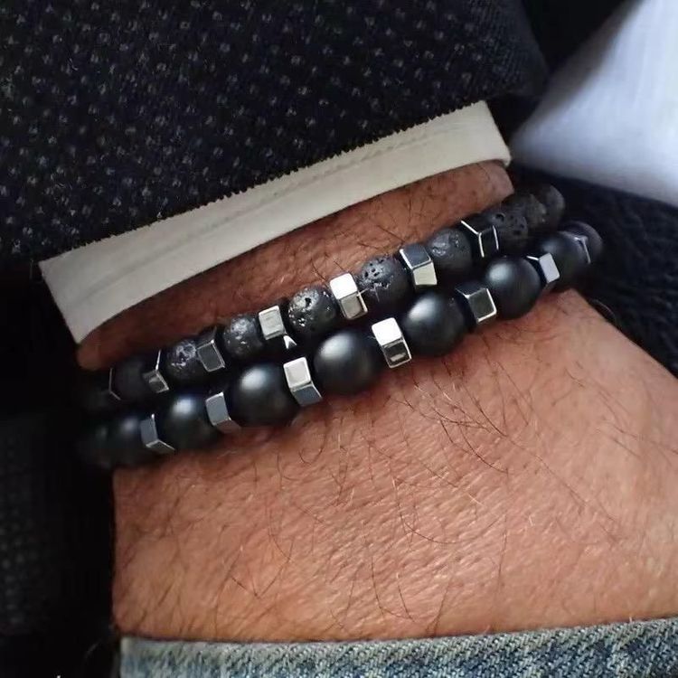 Immagine di Black Beaded Bracelets Set 1