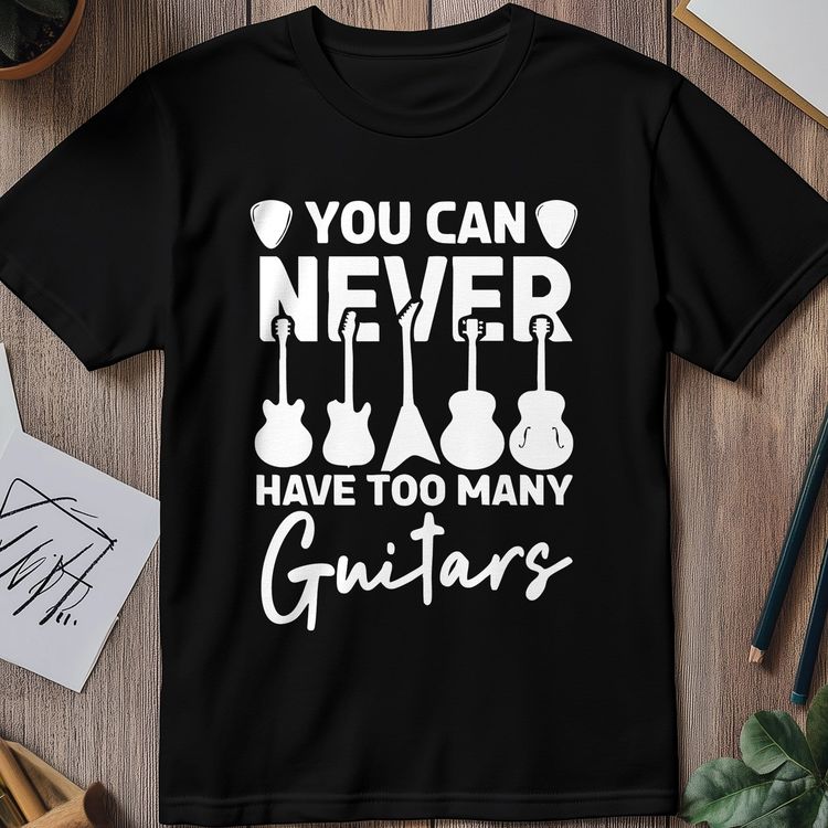 Too Many Guitars 1 T-Shirt - Strum Up image 4