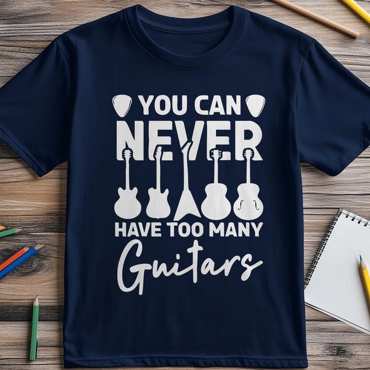 Too Many Guitars 1 T-Shirt - Strum Up image 5