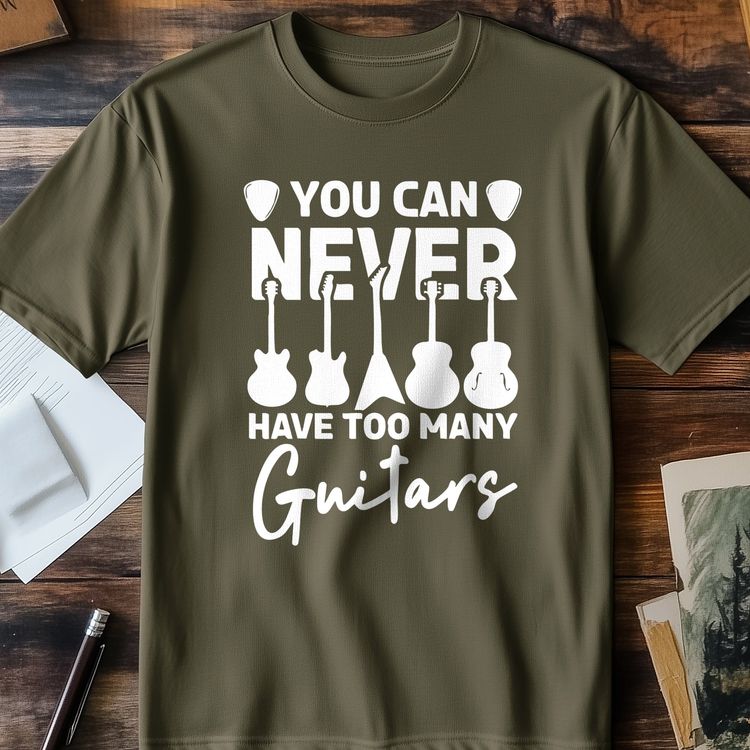 Too Many Guitars 1 T-Shirt - Strum Up image 3