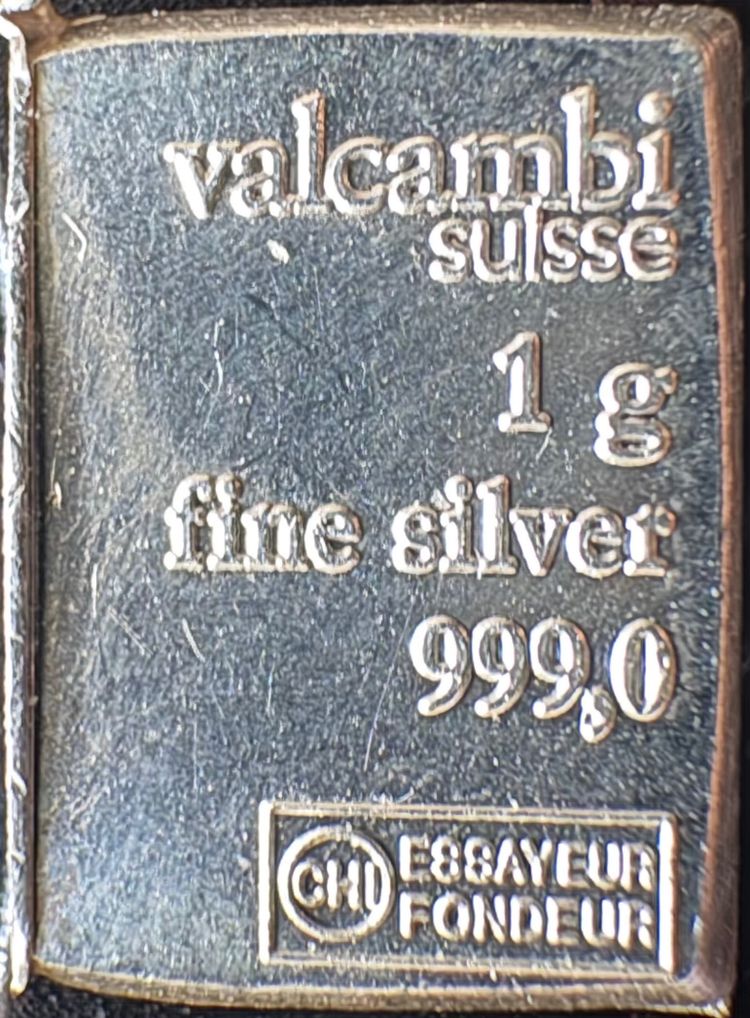 Valcambi Suisse 1G Fine Silver Bar