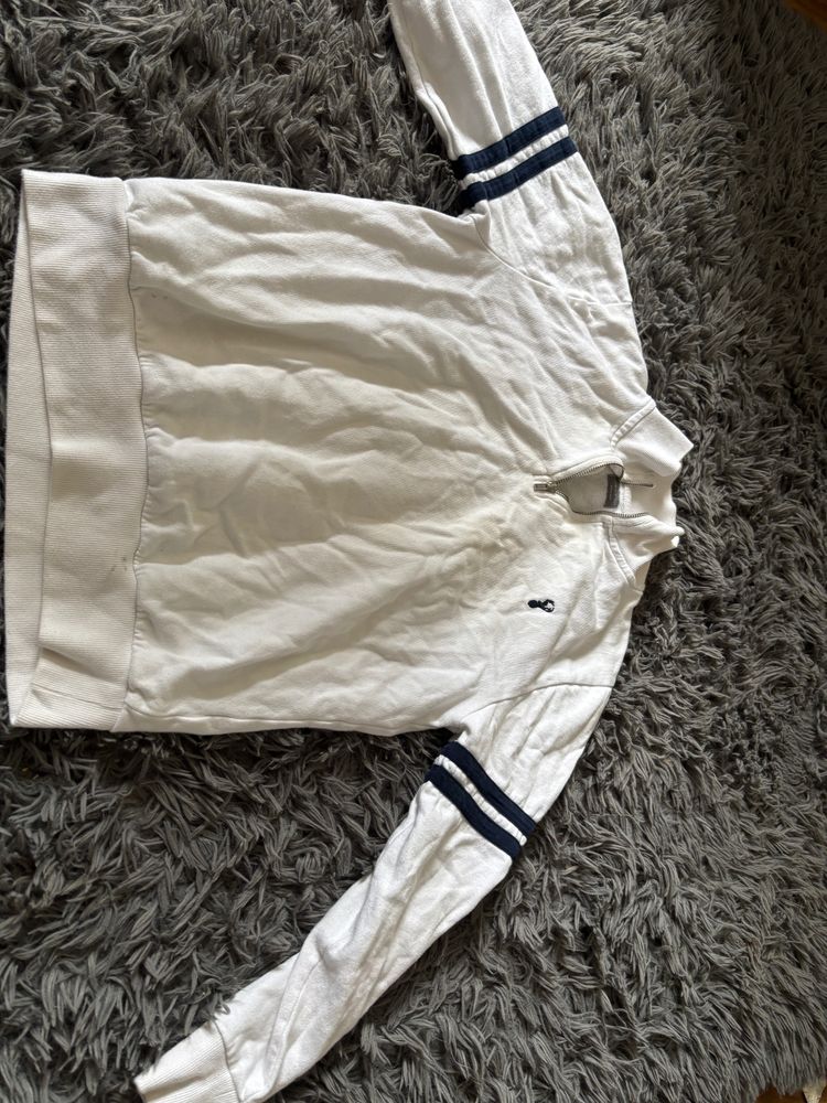 White Long Sleeve Sweatshirt With Navy Stripes image 1