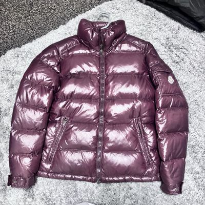 Size 2 Moncler Maya Burgendy Puffer Jacket