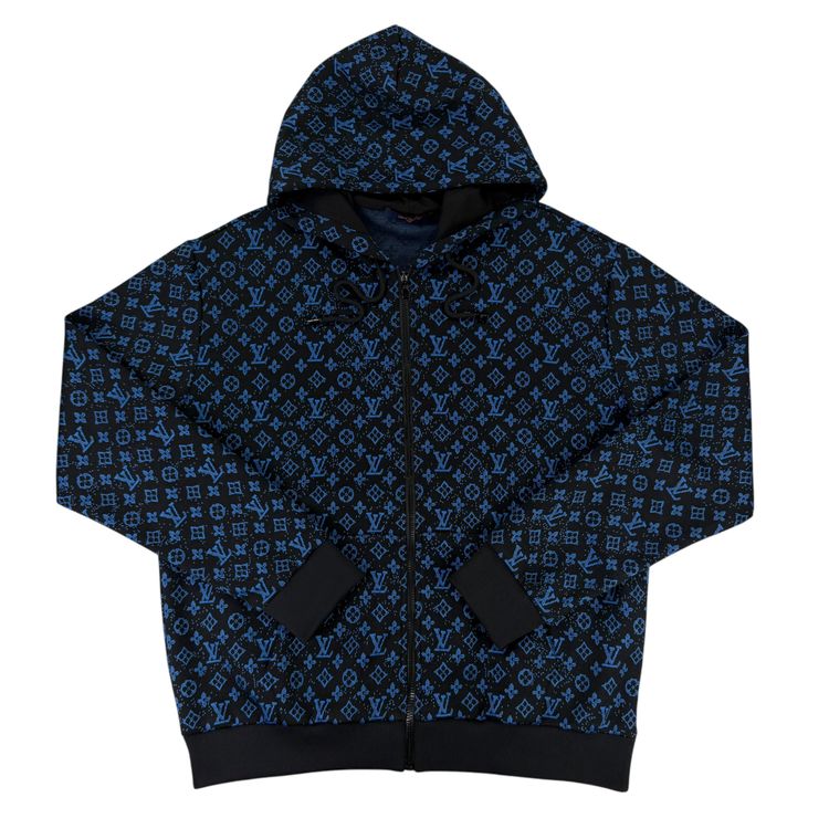 Louis Vuitton Men’s Blue Monogram Zip Up Hoodie - Large (Fits XL) image 8