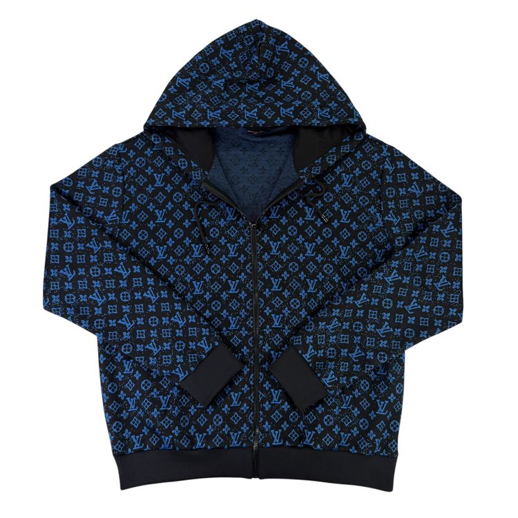 Louis Vuitton Men’s Blue Monogram Zip Up Hoodie - Large (Fits XL) image 1