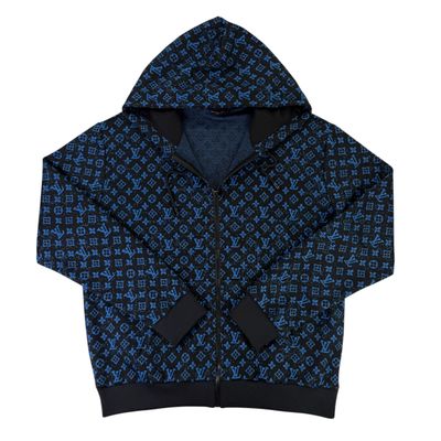 Louis Vuitton Men’s Blue Monogram Zip Up Hoodie - Large (Fits XL)