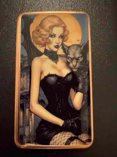 Haunted Hotties - Lenora Copper Art Bar Rogues Island Mint Halloween Vampire Pinup 1