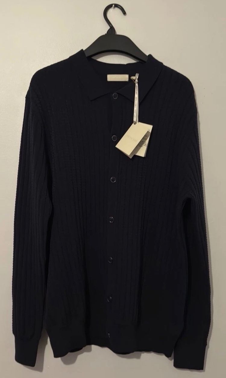 Other MONCRIEF London Mens Vaughn LS Navy Blue Knit Polo Shirt Size XL BNWT Designer product image