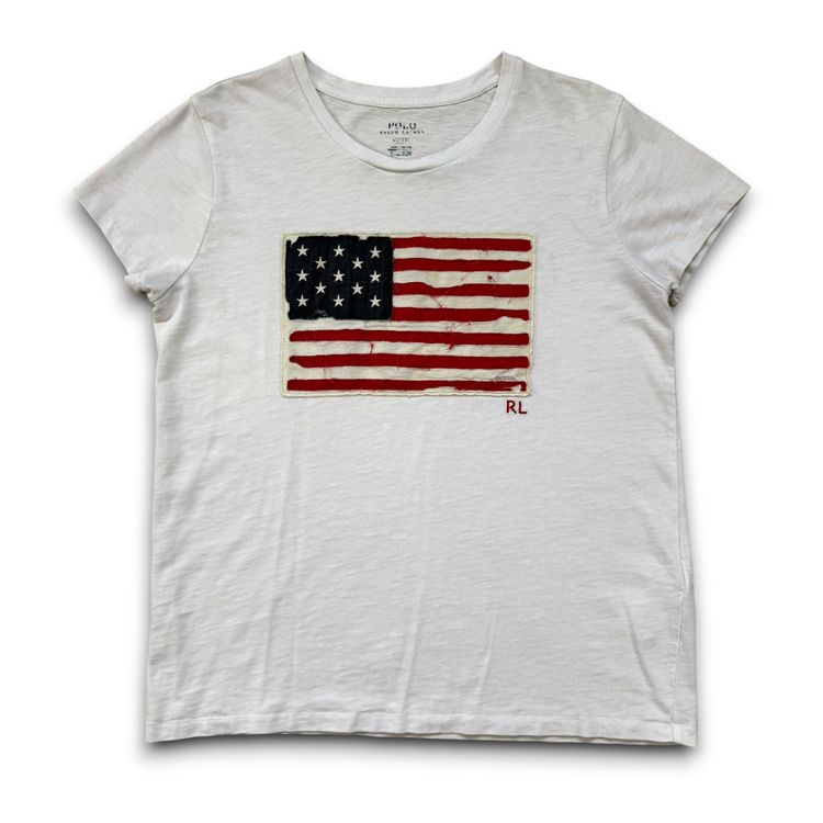 Ralph Lauren 2000's fitted distressed USA flag tee (S)