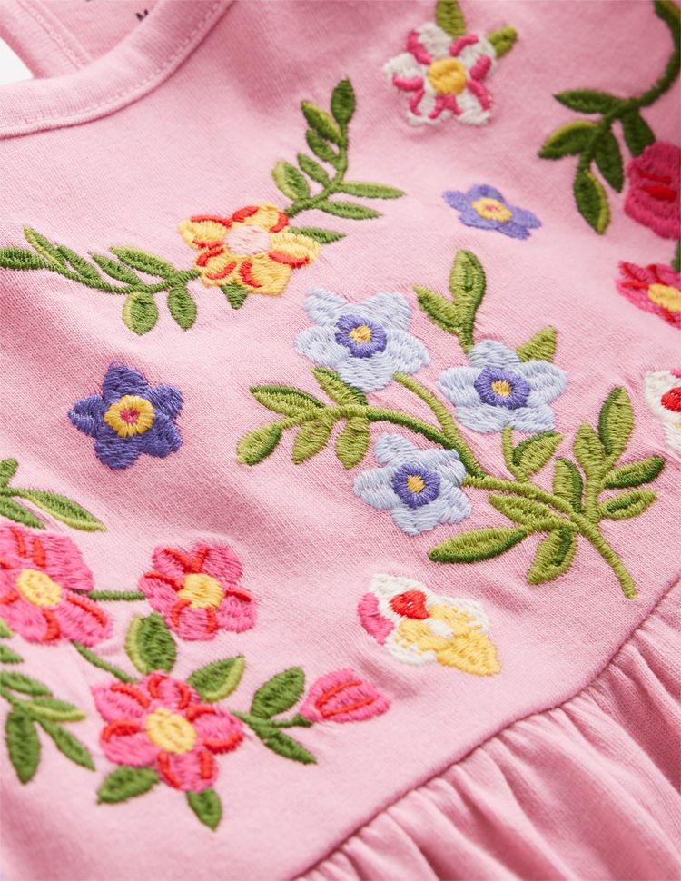 Mini Boden Girls Embroidered Tunic Set In Pink image 3