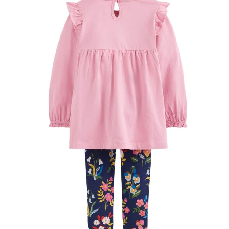 Mini Boden Girls Embroidered Tunic Set In Pink image 2