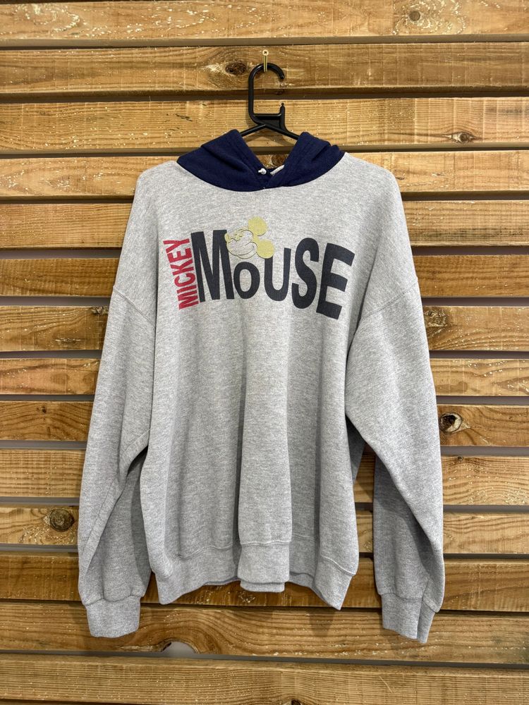 Vintage 80s Disney Mickey Mouse hoodie/ hooded sweater. Grey. Size XL