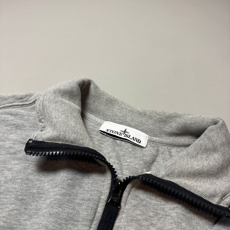 Stone Island 1/4 Zip Grey Cotton Sweatshirt- XXL 2