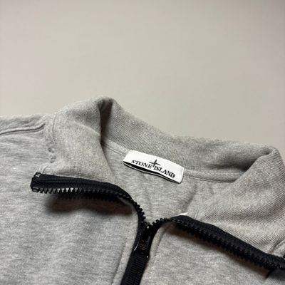 Stone Island 1/4 Zip Grey Cotton Sweatshirt- XXL 2