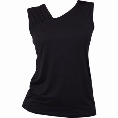 Spiral - Gathered Shoulder Slant Vest Black