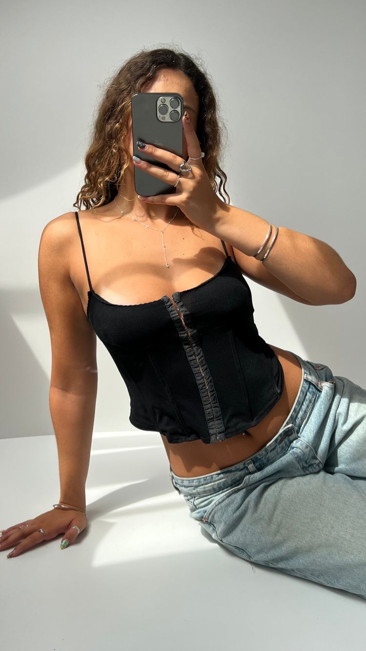 Other 00s black mesh corset cami- size S product image
