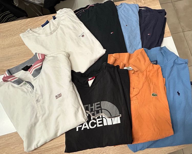 Lote de 8 prendas, a 6€/u, marcas como tommy,Ralph Lauren,Lacoste,Assn,North Face etc..