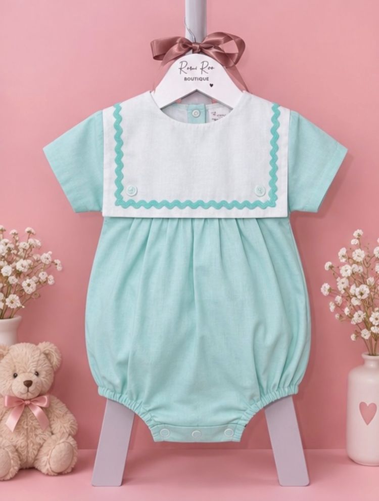 Baby Romper With White Bib Collar image 1