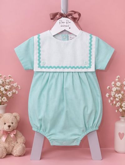 Baby Romper With White Bib Collar