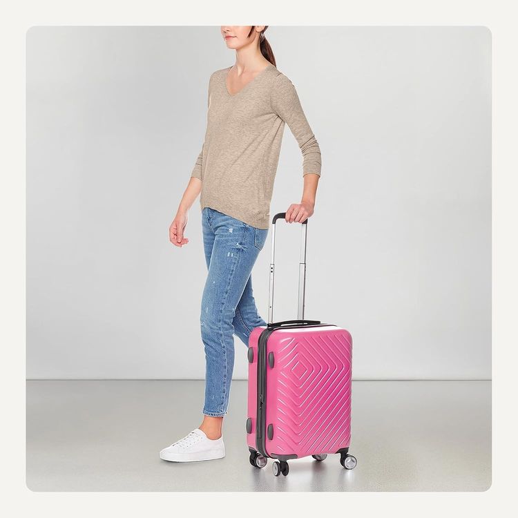 Immagine di Pink Hard-Shell Suitcase With Wheels And Telescopic Handle 2