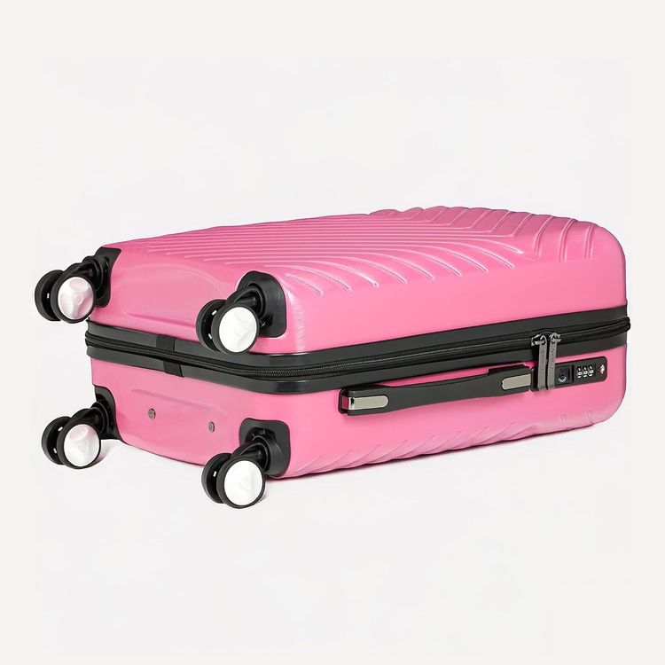 Immagine di Pink Hard-Shell Suitcase With Wheels And Telescopic Handle 3