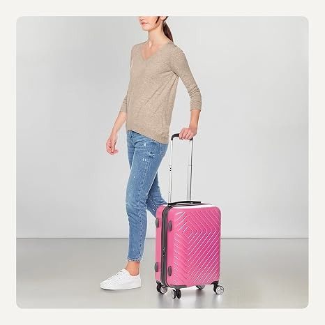 Immagine di Pink Hard-Shell Suitcase With Wheels And Telescopic Handle 1