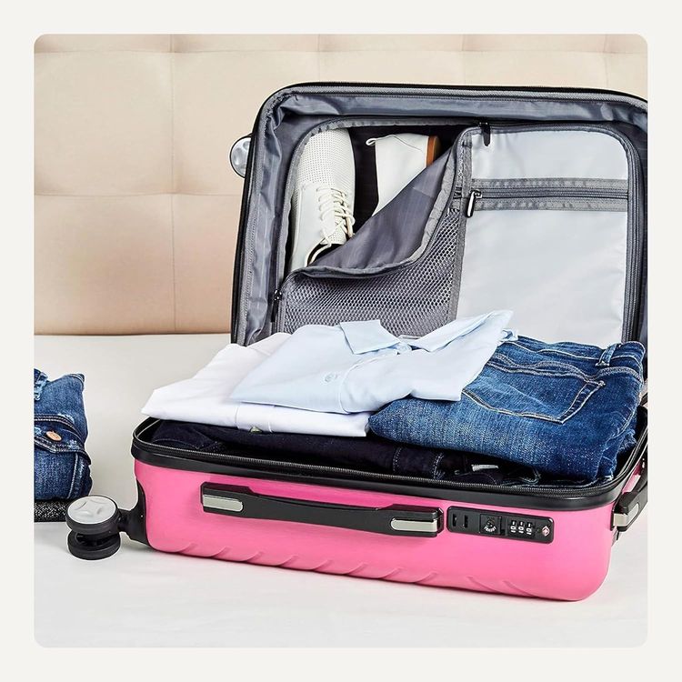 Immagine di Pink Hard-Shell Suitcase With Wheels And Telescopic Handle 4