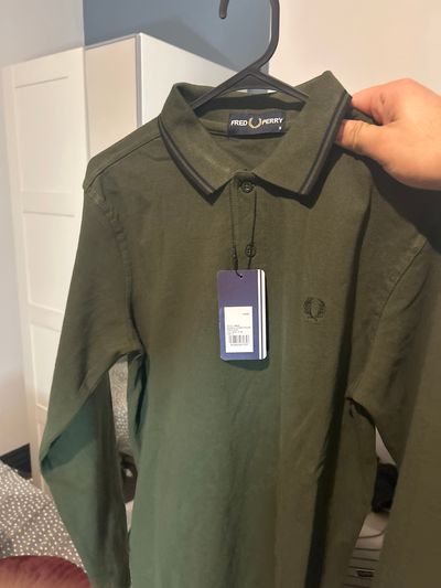 Fred Perry Long Sleeve green Polo Shirt