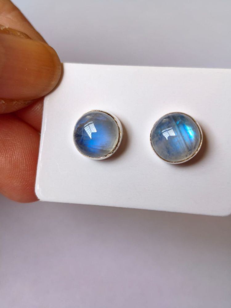 Pendientes de boton plata de LEY 925- PIEDRA LUNA-