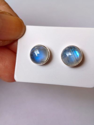 Pendientes de boton plata de LEY 925- PIEDRA LUNA-