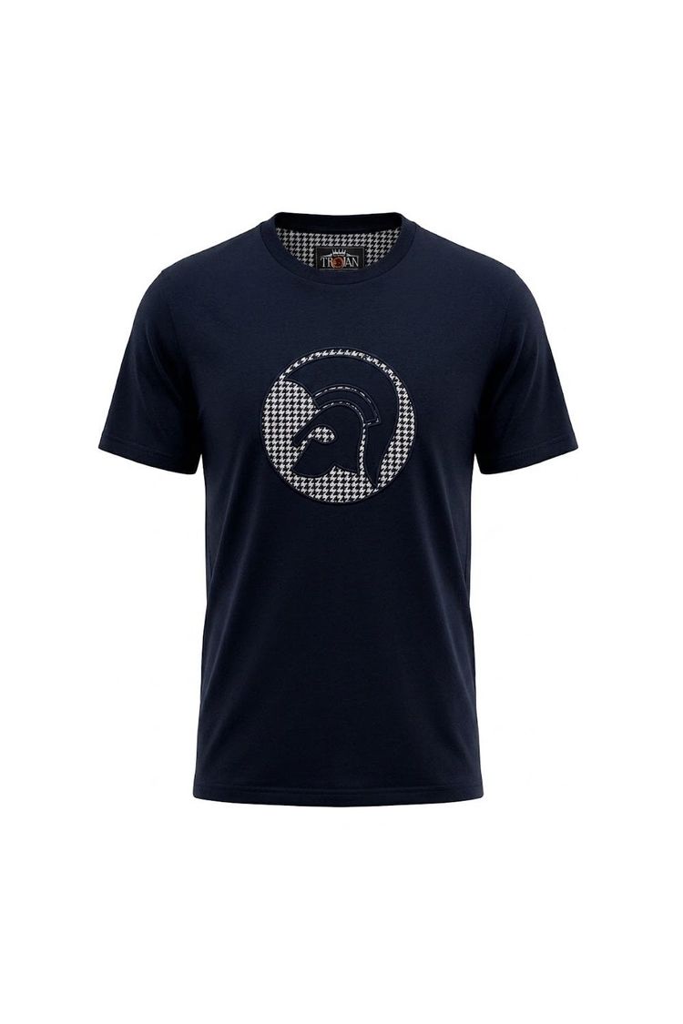 Trojan Applique Houndstooth Jacquard Tee Navy imagen 2