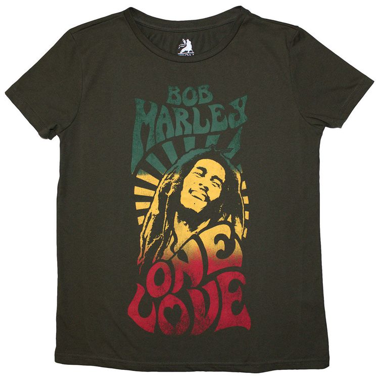 Bob Marley Ladies T-Shirt: One Love Gradient (Green)