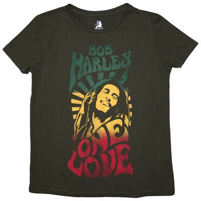 Bob Marley Ladies T-Shirt: One Love Gradient (Green)
