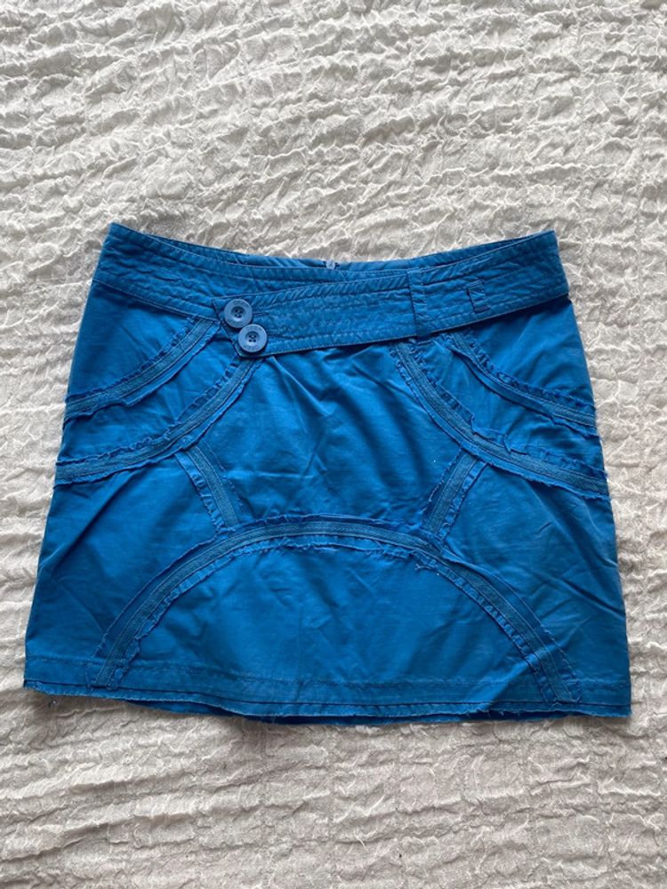 y2k blue low rise cargo skirt