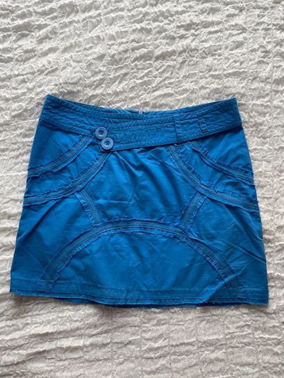 y2k blue low rise cargo skirt