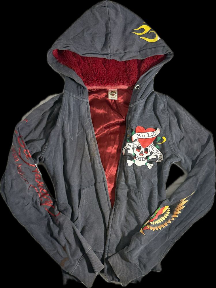 Immagine di Ed hardy Hooded Zip-Up Jacket With Skull And Heart Graphics 2
