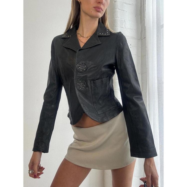 Blue studded Leather Jacket