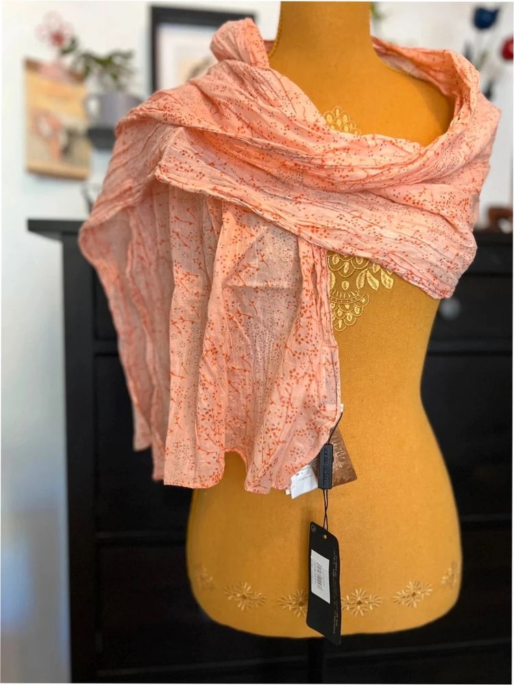 Simorra Javier Simorra - Cotton Scarf - Floral Print - Lightweight Crinkle Texture - New With Tags product image