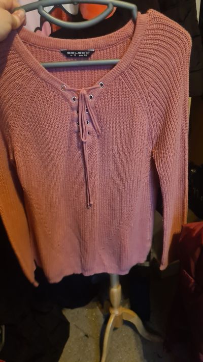 Select Pink Knitted Long Sleeve Sweater