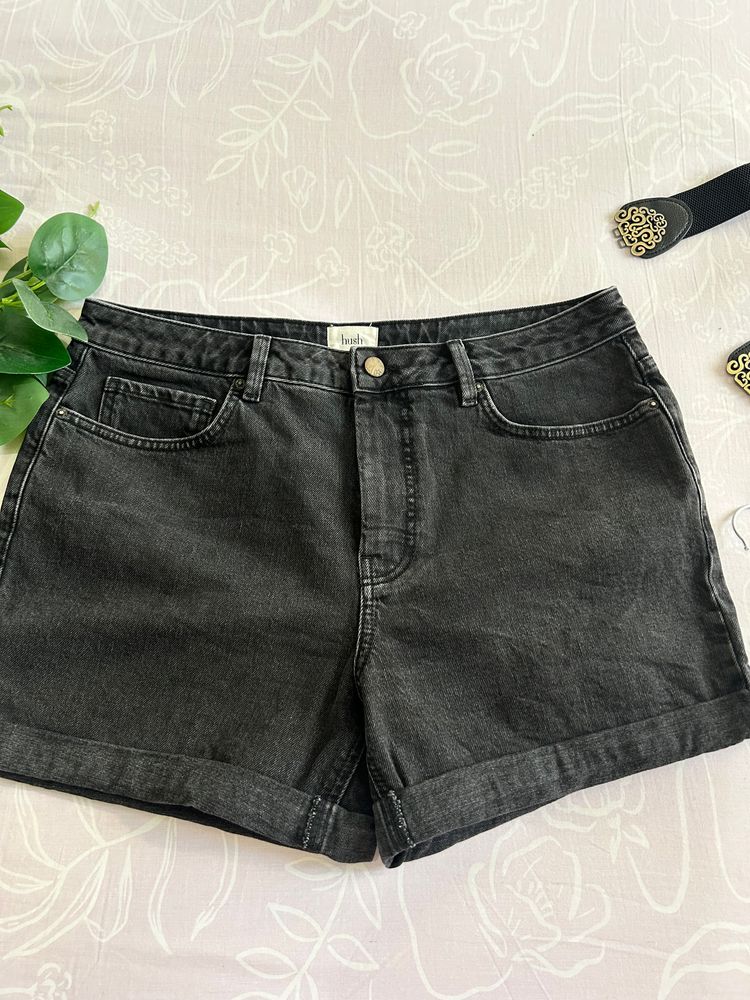 Hush Black Denim Shorts