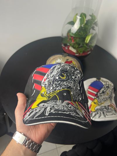 Black And White Cap With Eagle Design