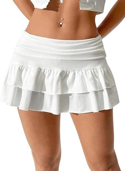 White Layered Ruffle Mini Skirt 2