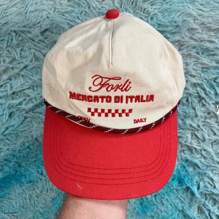 Cream & Red Pizza Cap