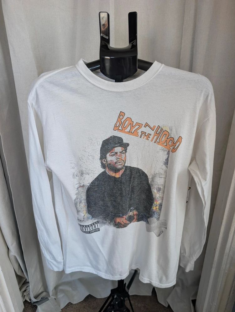 Boyz N The Hood Long Sleeve T-Shirt White Medium M Ice Cube Movie Graphic Top image 1