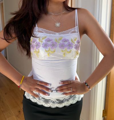 White Floral Lace Camisole Top