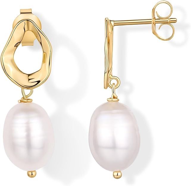 Gold-Tone Earrings With White Pearl Drops