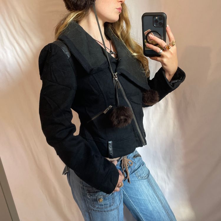 Y2K Bebe Black Bomber Jacket image 2