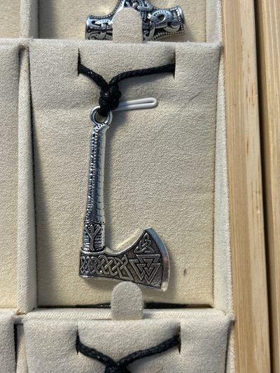 Silver Axe Pendant Necklace