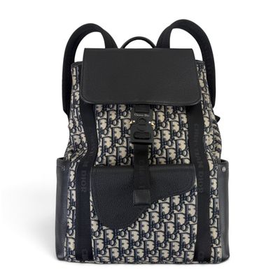 Dior Men’s Oblique Jacquard Saddle Backpack With Flap