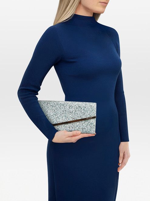 Silver & Blue Glitter Clutch